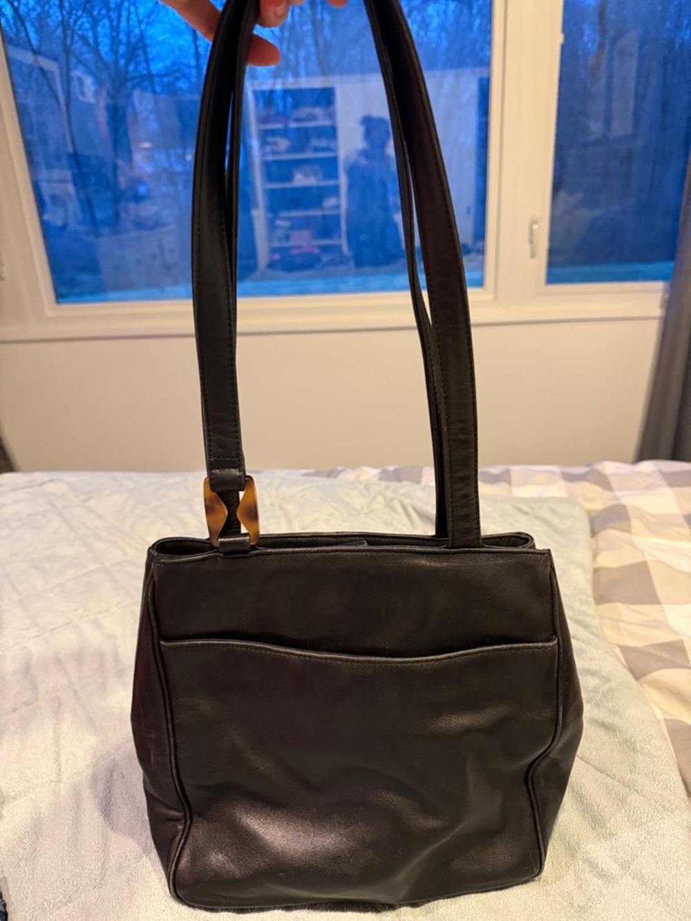 Preview Collection Black Shoulder Bag with Tortoiseshell Accent